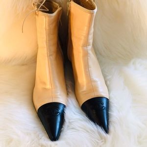 Chanel CC Leather Ankle Booties